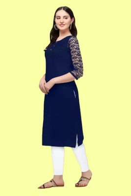 Coft Women Solid A-line Kurta(Blue)