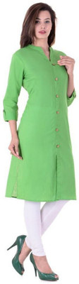 HouseOfCommon Women Self Design Straight Kurta(Green)