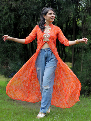 Youthnic Women Printed Frontslit Kurta(Multicolor)