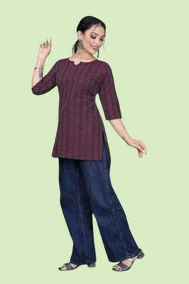 Db Fashion Cl Women Printed Flared Kurta(Purple)