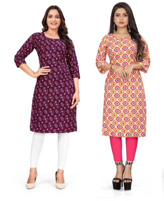 deshmi fashion Women Printed Straight Kurta(Multicolor)