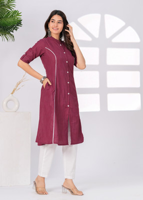 HEARTLOOM Women Self Design A-line Kurta(Maroon)