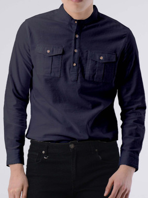 RAREMARK Men Solid A-line Kurta(Blue)