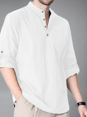 Vashuqi Men Solid Straight Kurta(White)