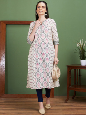 Globus Women Printed Straight Kurta(White)