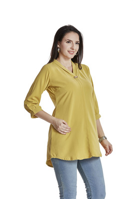 Nioni Women Solid A-line Kurta(Yellow)