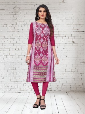 Growmore Fab Women Printed Anarkali Kurta(Pink, Maroon)