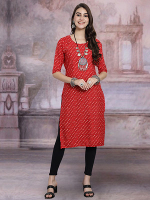 Moda Rapido Women Printed Straight Kurta(Multicolor)