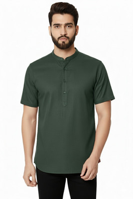 Super Weston Men Solid Straight Kurta(Dark Green)