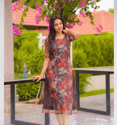 Vraj Enteprise Women Printed Straight Kurta(Multicolor)