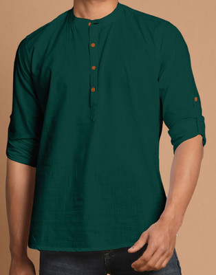 zbio Men Solid Casual Green Shirt