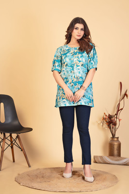 RUDRA TIMES Women Self Design A-line Kurta(Multicolor)