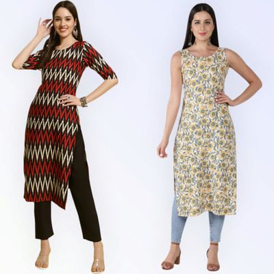 HouseOfCommon Women Printed Straight Kurta(Multicolor)