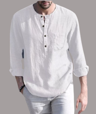 ZAKOD Men Solid Straight Kurta(Grey)