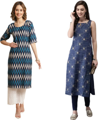 HouseOfCommon Women Printed Straight Kurta(Multicolor)
