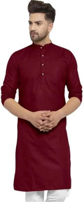 GUYS HUBB Men Solid Straight Kurta(Maroon)