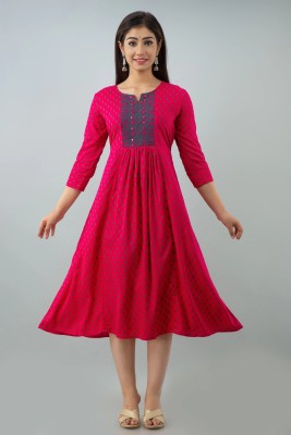 SHRI SHYAM FASHION Women Embroidered Anarkali Kurta(Pink)