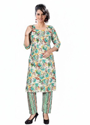 PickCell Women Floral Print Straight Kurta(Multicolor)