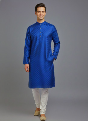 Tibra Collection Men Solid Straight Kurta(Blue)