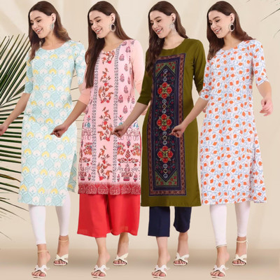 1 Stop Fashion Women Printed A-line Kurta(Multicolor)