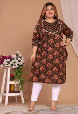 GYAPTI Women Printed Straight Kurta(Black)