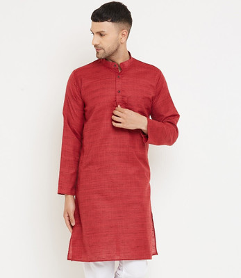ARMAAN ETHNIC Men Self Design Straight Kurta(Maroon)