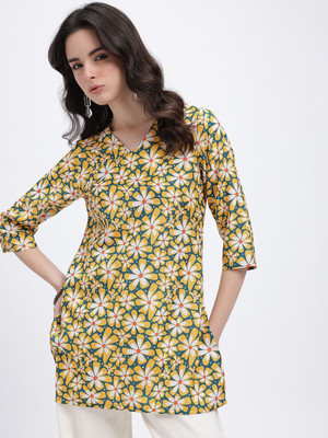 Anouk Rustic Women Printed Straight Kurta(Green)