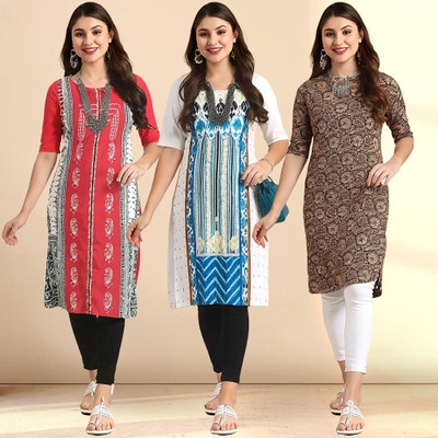 1 Stop Fashion Women Printed A-line Kurta(Multicolor)