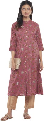 Rangmanch by Pantaloons Women Printed A-line Kurta(Maroon)