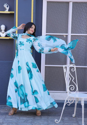 RGANDSONS Anarkali Gown(Light Blue)