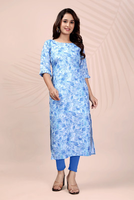 Vastram Enterprise Women Floral Print A-line Kurta(Blue)