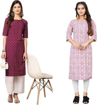HouseOfCommon Women Polka Print Straight Kurta(Multicolor)