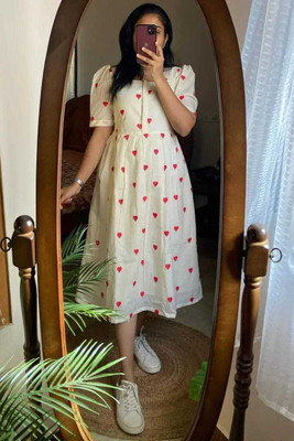 Anik Women Printed A-line Kurta(White)