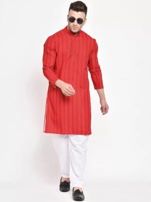 Subhakum Men Striped Straight Kurta(Multicolor)