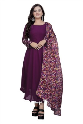 jabak creation Women Applique Anarkali Kurta(Purple)