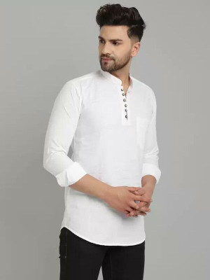 NIKOLA ENTERPRISES Men Printed Straight Kurta(White)