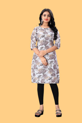Tulsii Fab Women Printed Anarkali Kurta(Grey)