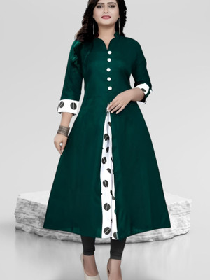 Texpa Fashions Women Self Design A-line Kurta(Dark Green)