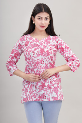 Adnika collection Women Self Design A-line Kurta(Pink)