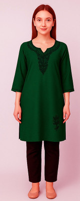 RuhisCollection Women Embroidered A-line Kurta(Purple)