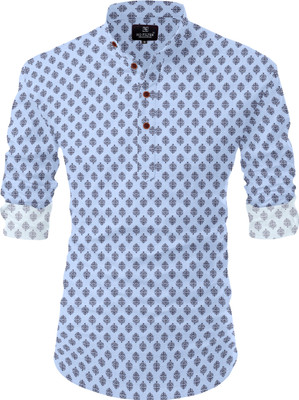 VELLOSTA Men Printed A-line Kurta(Blue)