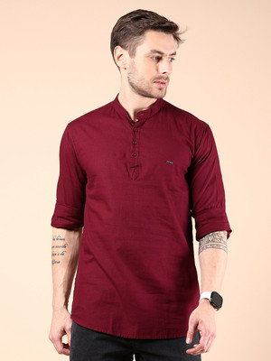 V-MART Men Solid A-line Kurta(Maroon)