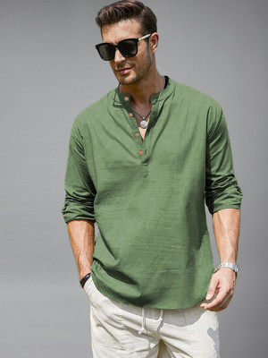 Vida Loca Men Solid Straight Kurta(Light Green)