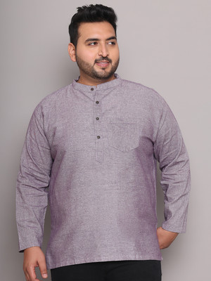 ED PLUS Men Solid Straight Kurta(Purple)