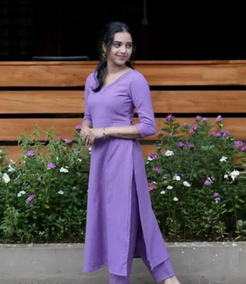 shree vinayak creation Women Solid A-line Kurta(Purple)
