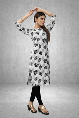 Maridiifashion Women Printed Straight Kurta(Black)