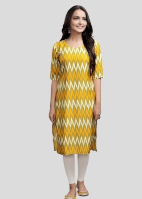 Maheshvi Women Printed A-line Kurta(Yellow)