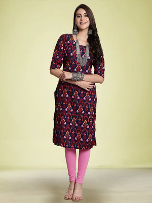 Moda Rapido Men Floral Print Straight Kurta(Multicolor)