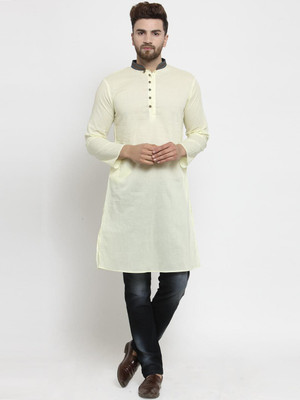 Moda Rapido Men Solid Straight Kurta(Yellow)