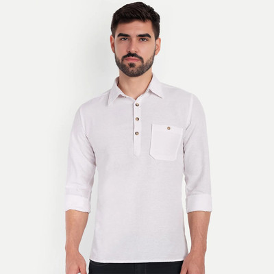Vida Loca Men Solid Straight Kurta(White)